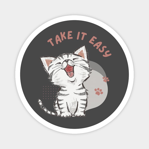 Purrfect Serenity: Take It Easy Smiling Cat Magnet by neverland-gifts